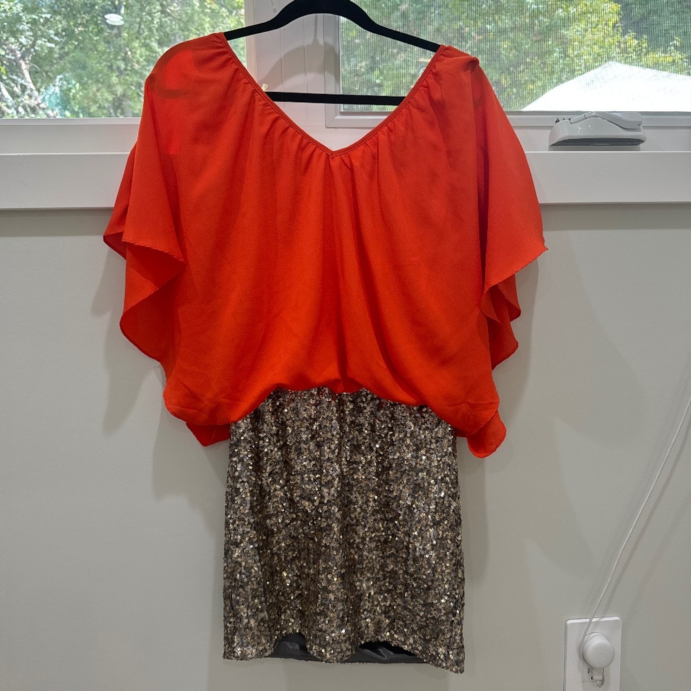 Orange and Sequin Party dress